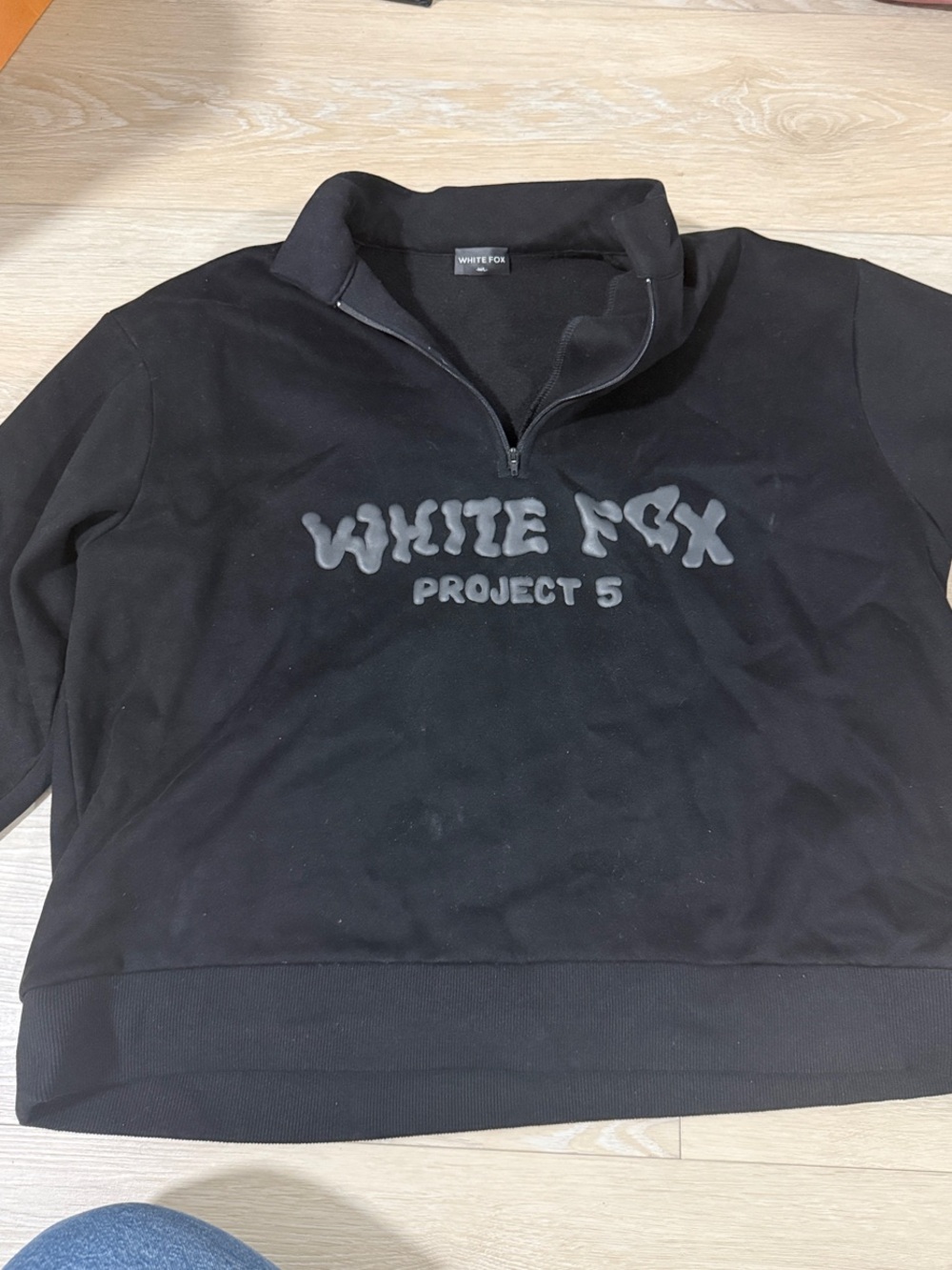 White Fox Boutique Black Quarter-Zip Pullover Sweater